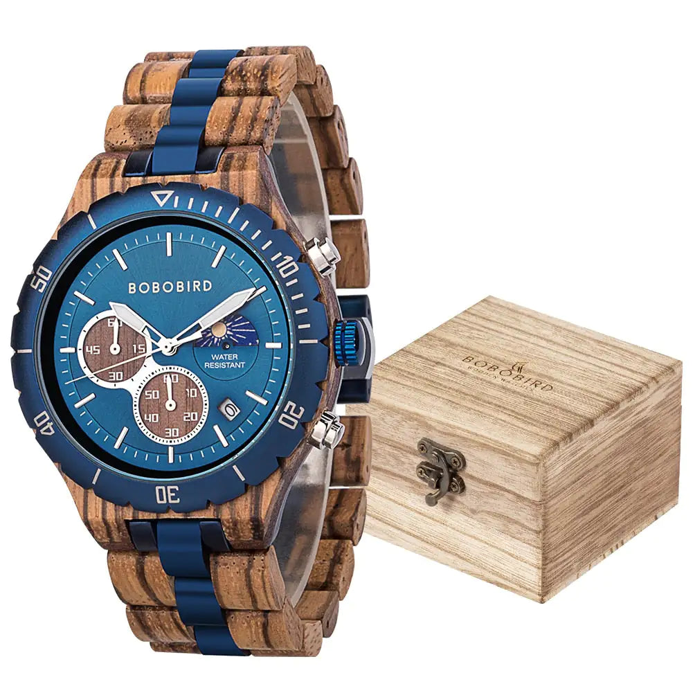 Montre chronographe en bois de luxe pour hommes