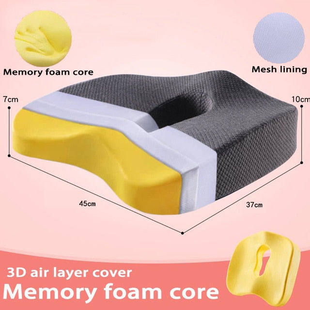 Coussin de siège en mousse à mémoire de forme et oreiller orthopédique